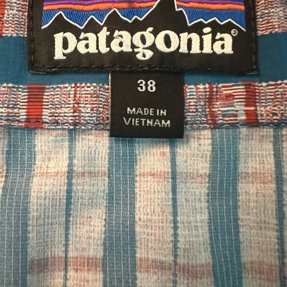 PATAGONIA MEN’S SWIM TRUNKS TEAL AND RUST ABSTRACT PATTERN SIZE 38 - Picture 11 of 12